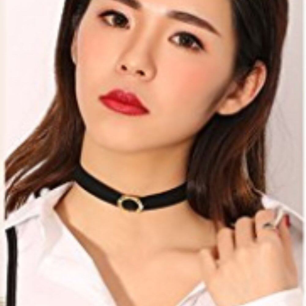 4 Black Chokers Gold Hardware Adjustable Size - Picture 2 of 9